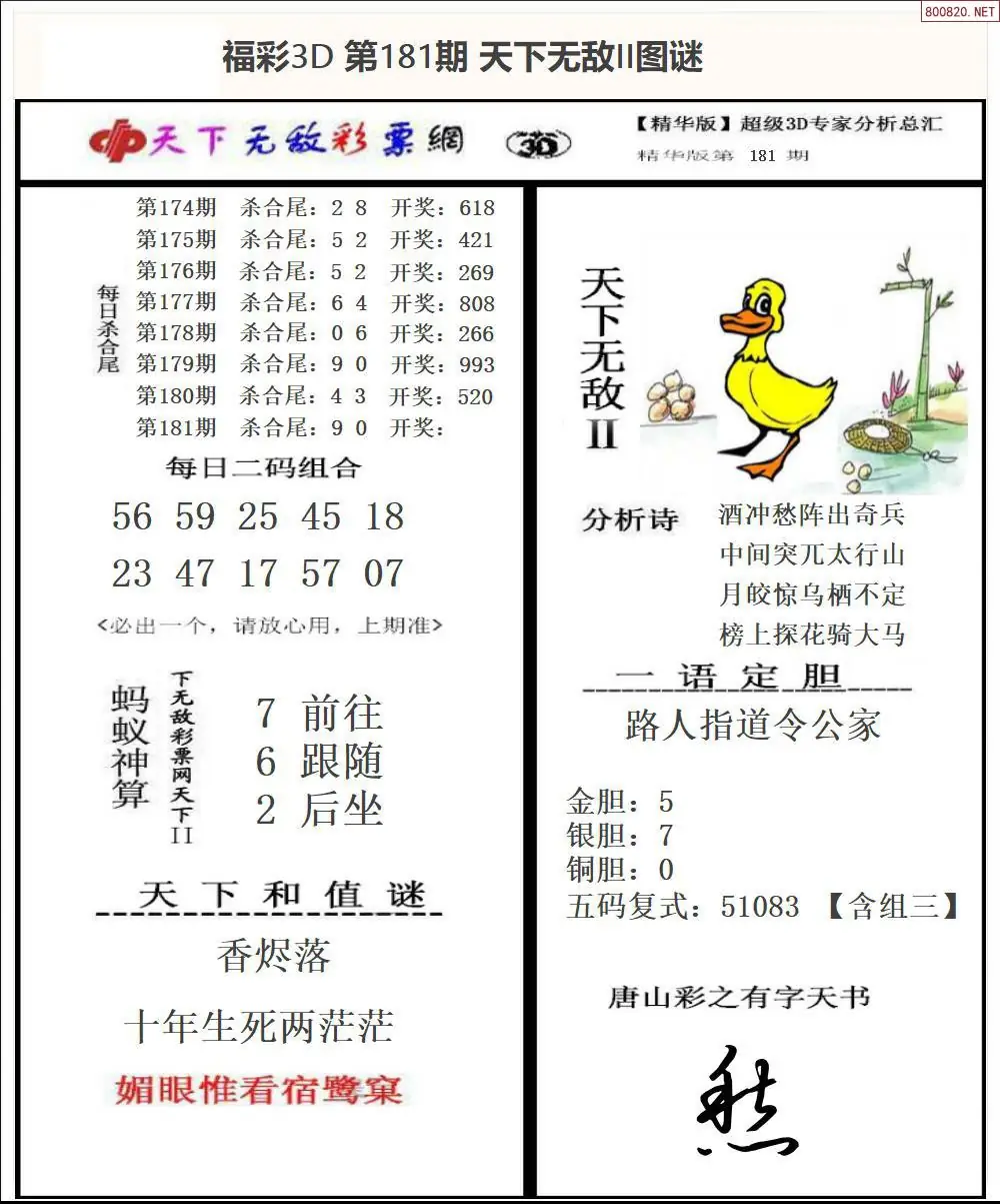3D天下荐彩2
