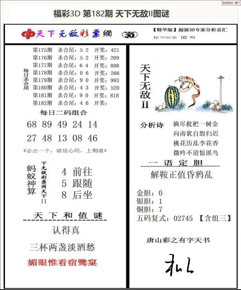 3D天下荐彩2