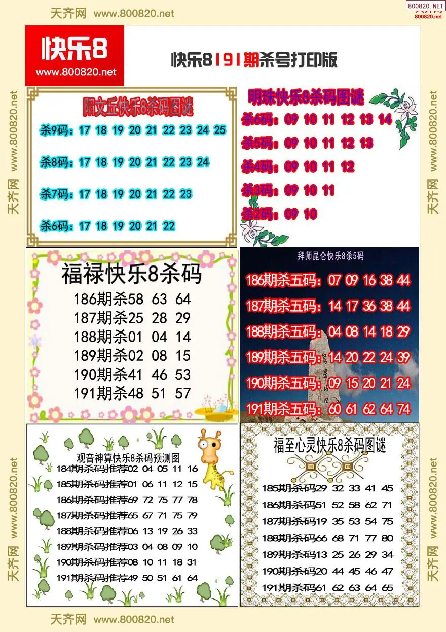 快乐8杀号打印版 | (快乐8图谜打印版)