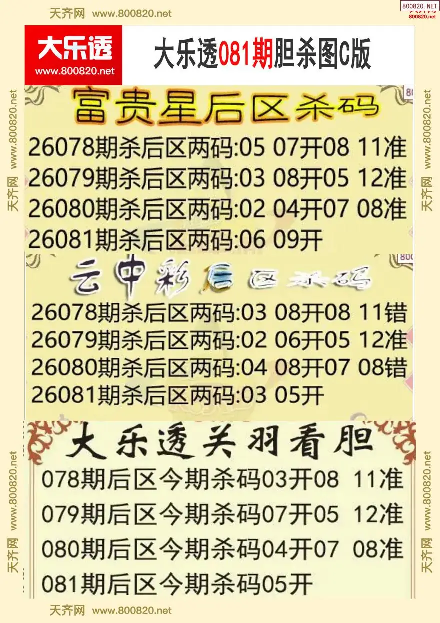 大乐透胆杀图C版