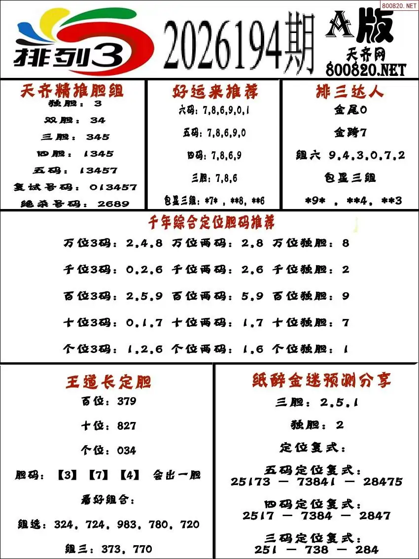 排三专家推荐A版