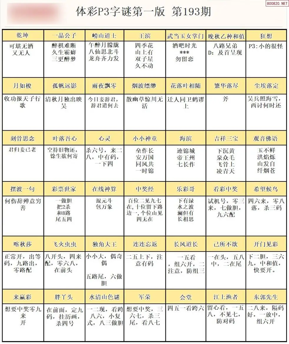 P3字谜彩报