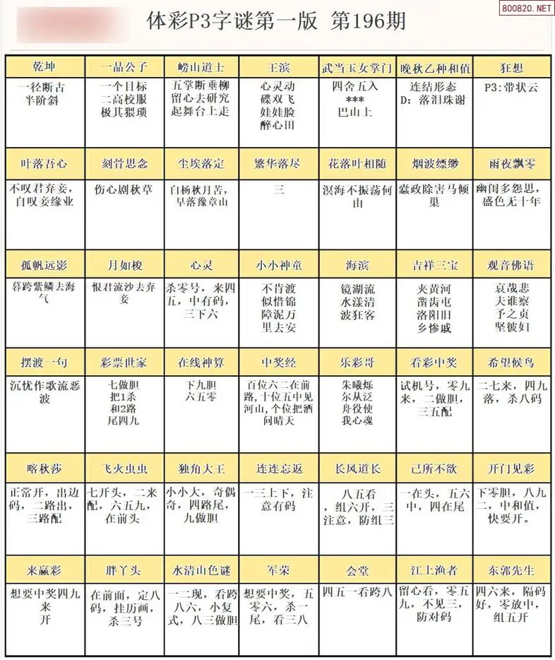 P3字谜彩报