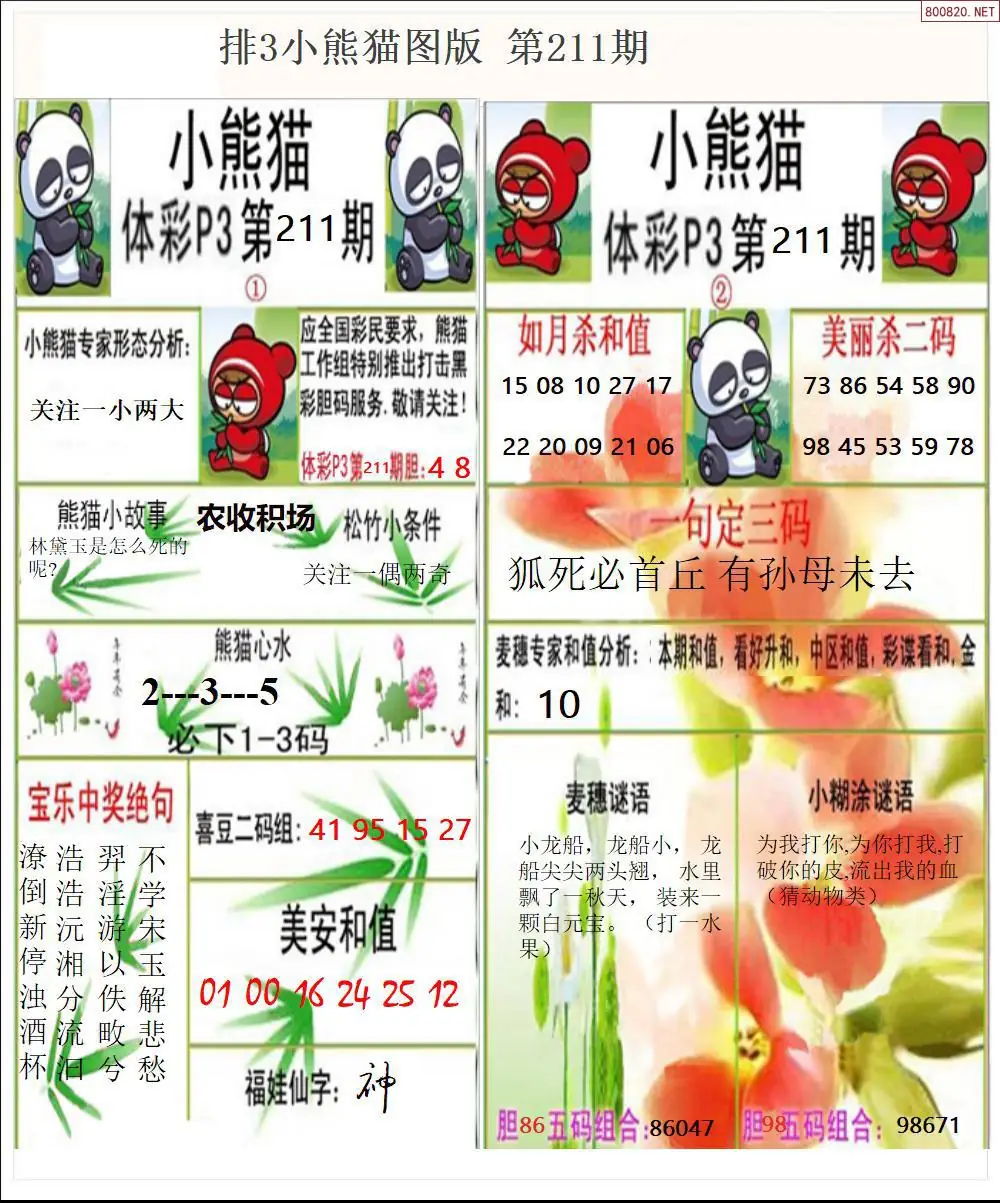 体彩p3小熊猫