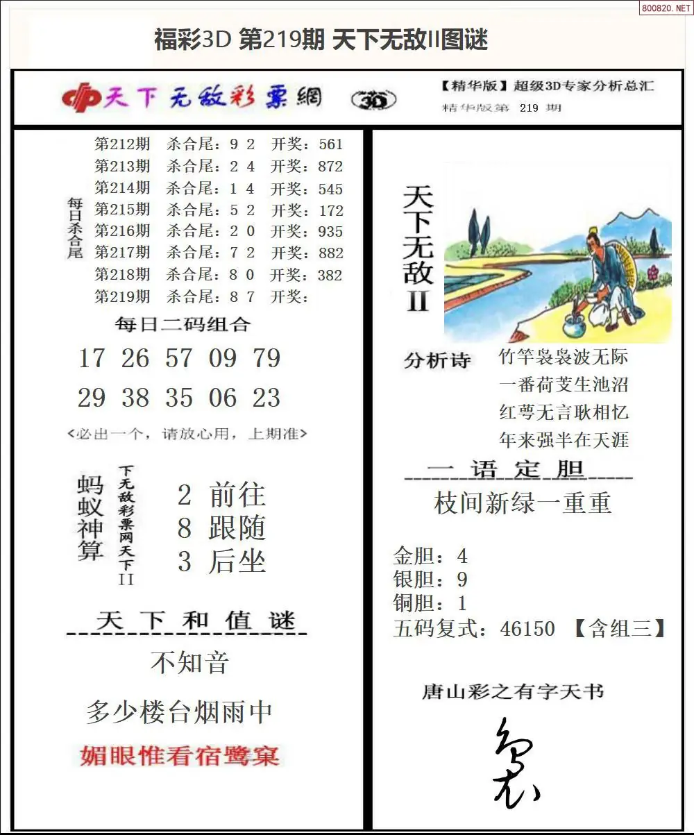 3D天下荐彩2