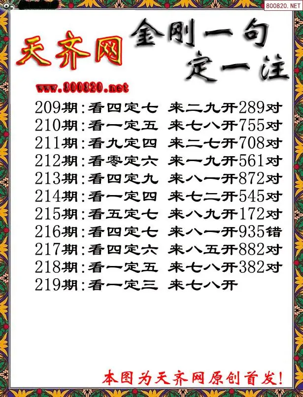 219期3D福彩金刚一句定三码字图谜