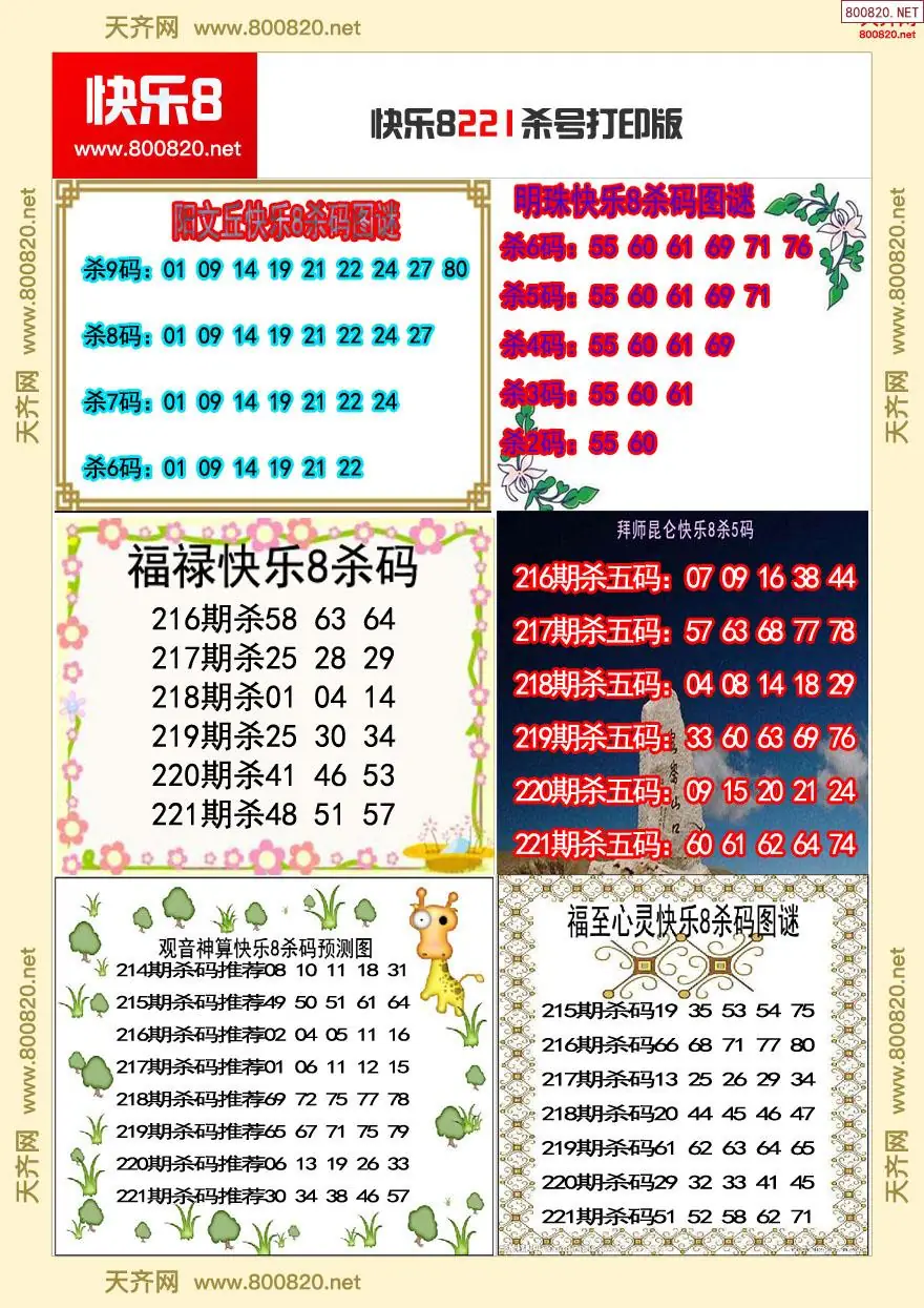 快乐8杀号打印版
