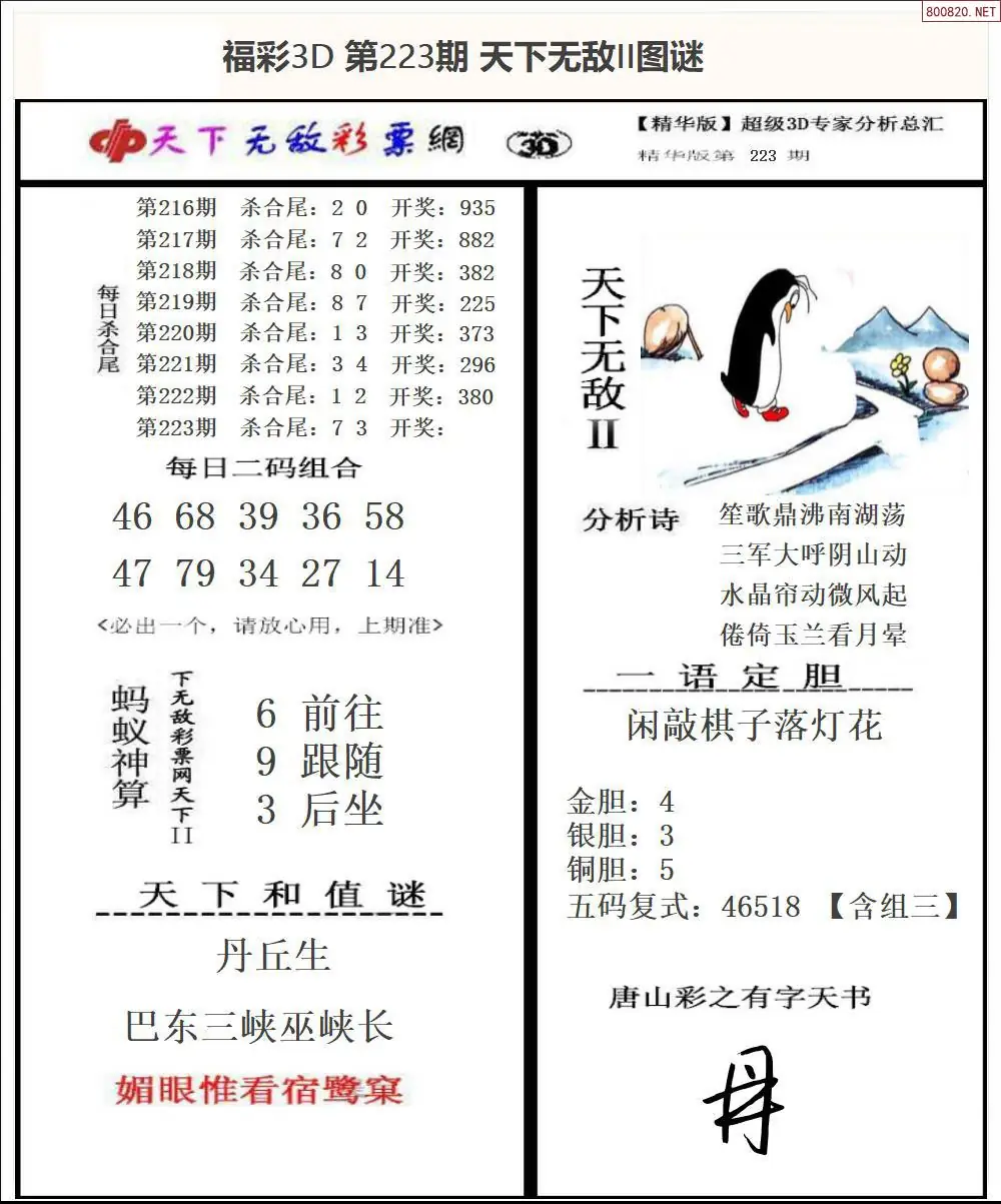3D天下荐彩2