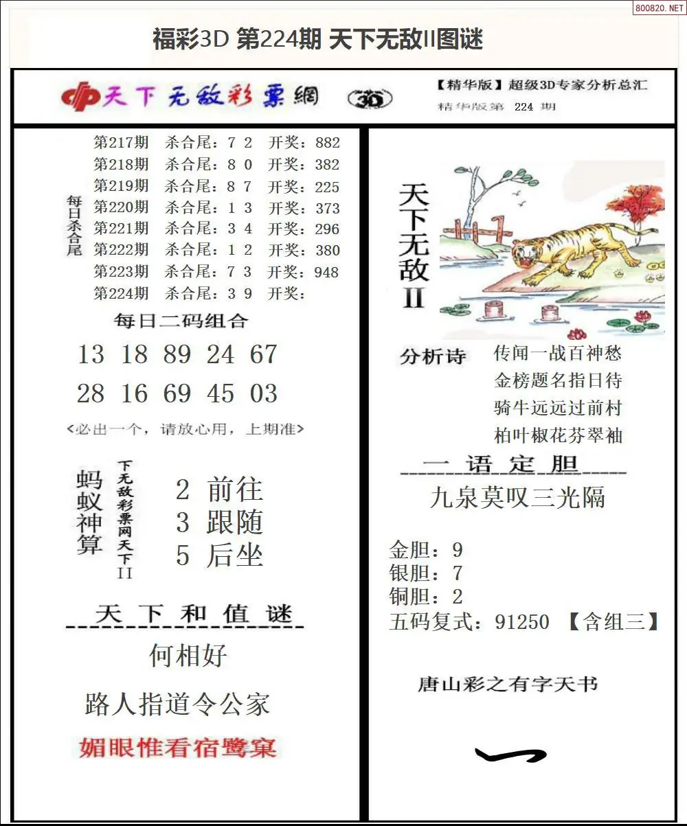3D天下荐彩2