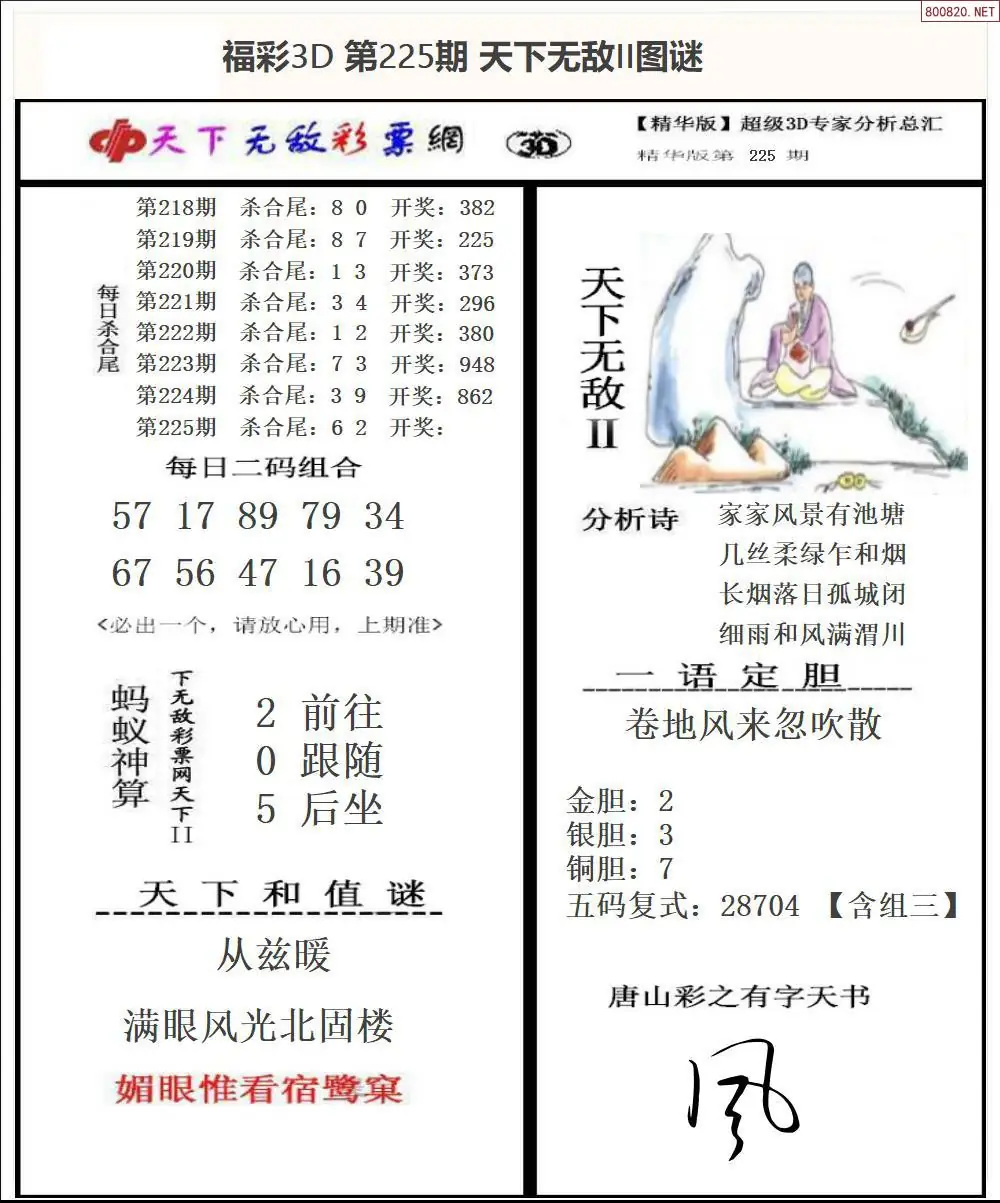 3D天下荐彩2