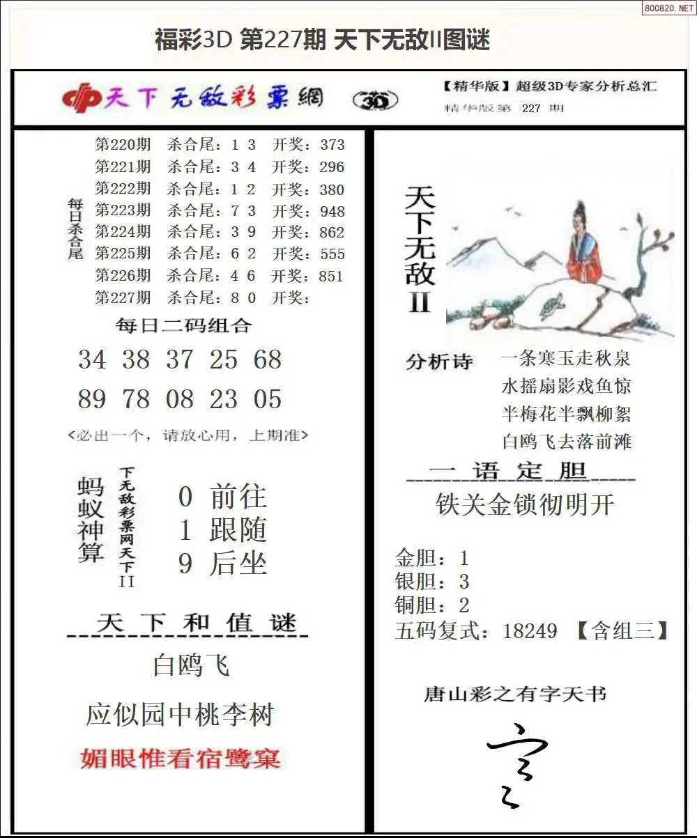 3D天下荐彩2