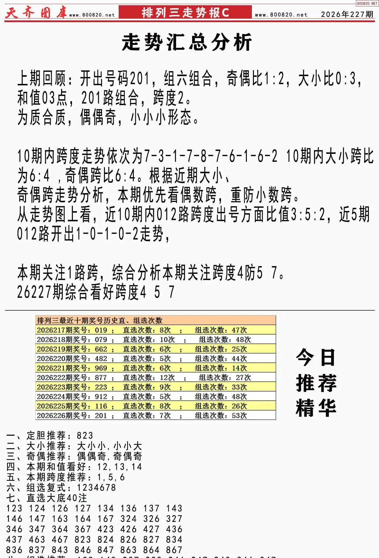 体彩排列三走势报C