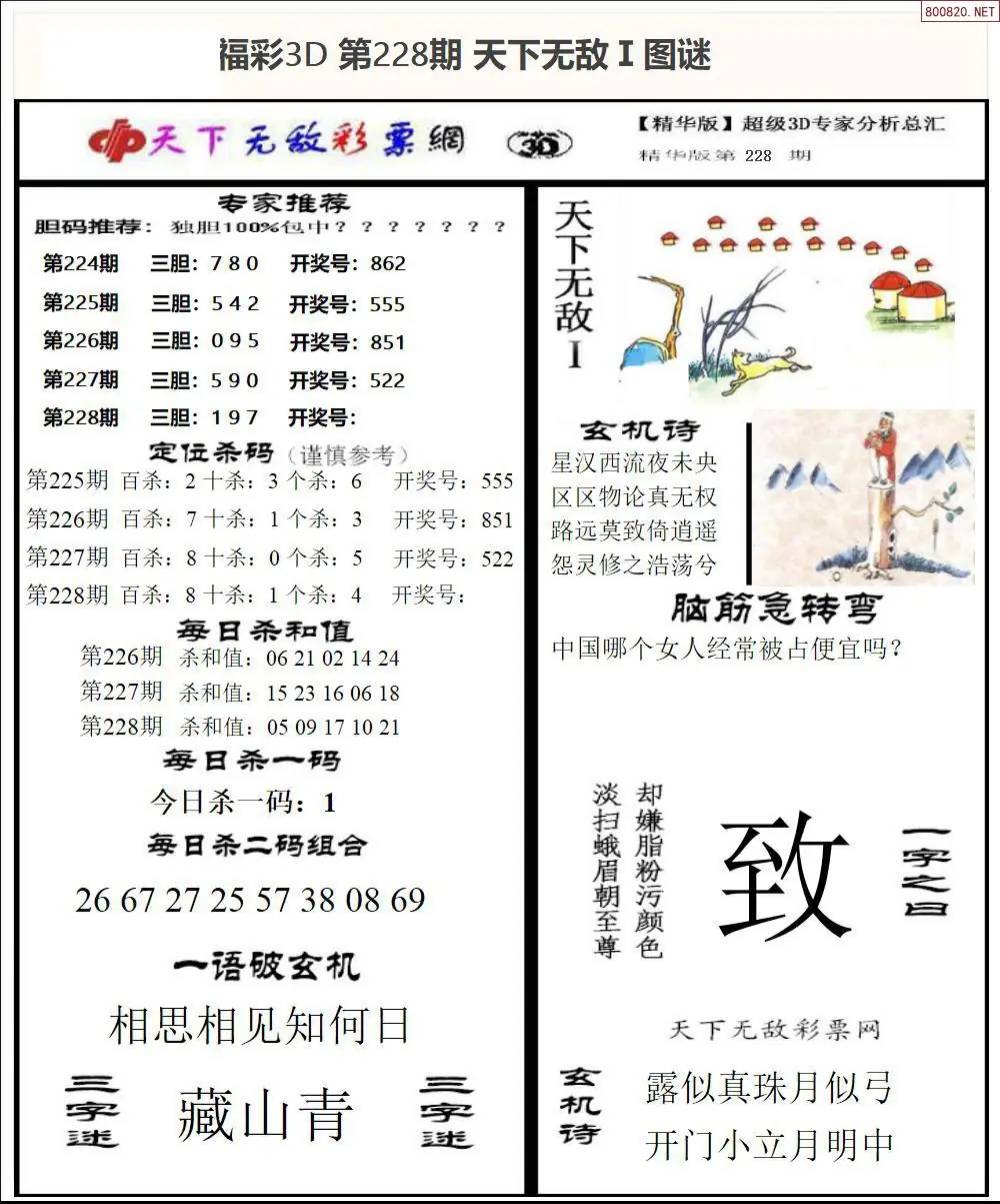 3D天下荐彩1