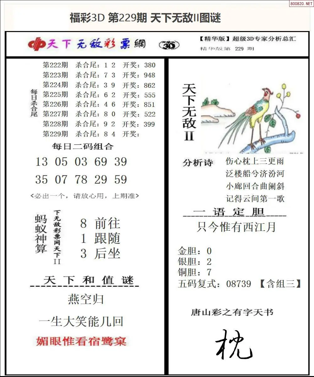 3D天下荐彩2