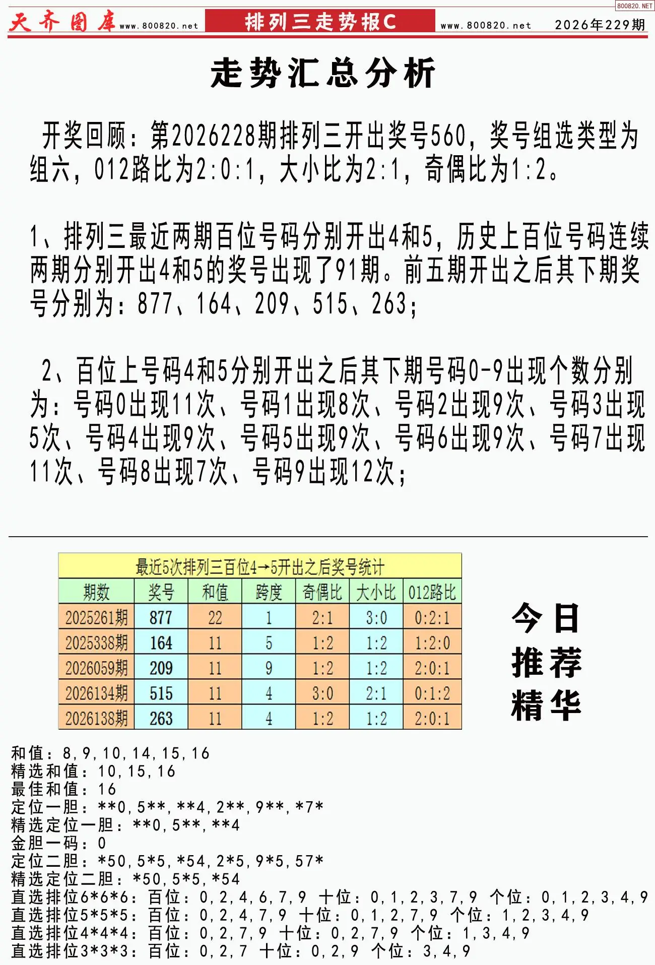 体彩排列三走势报C