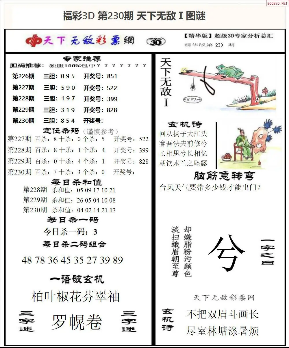 3D天下荐彩1
