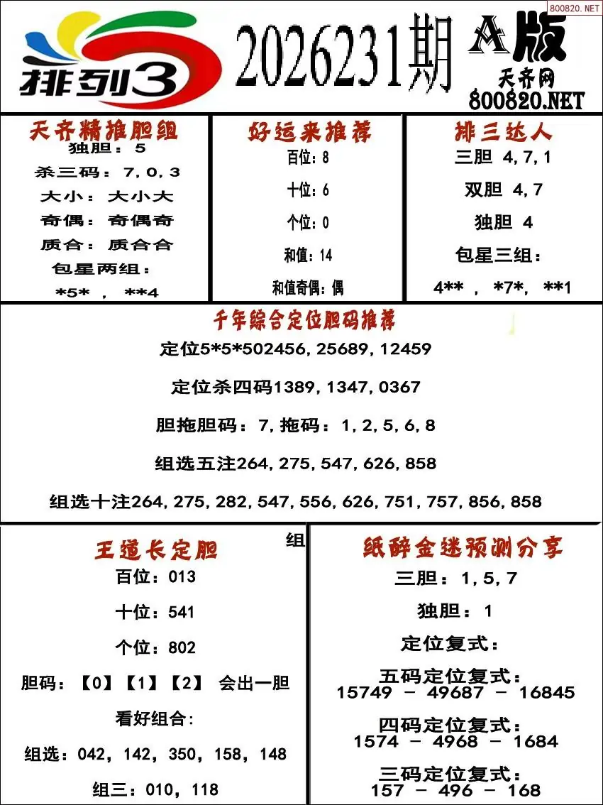 排三专家推荐A版