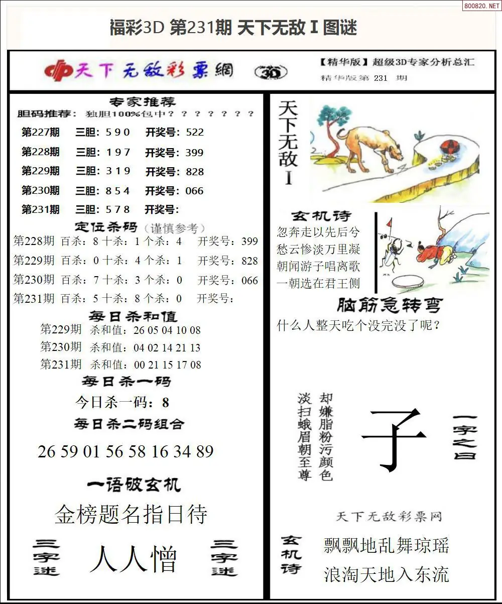 3D天下荐彩1