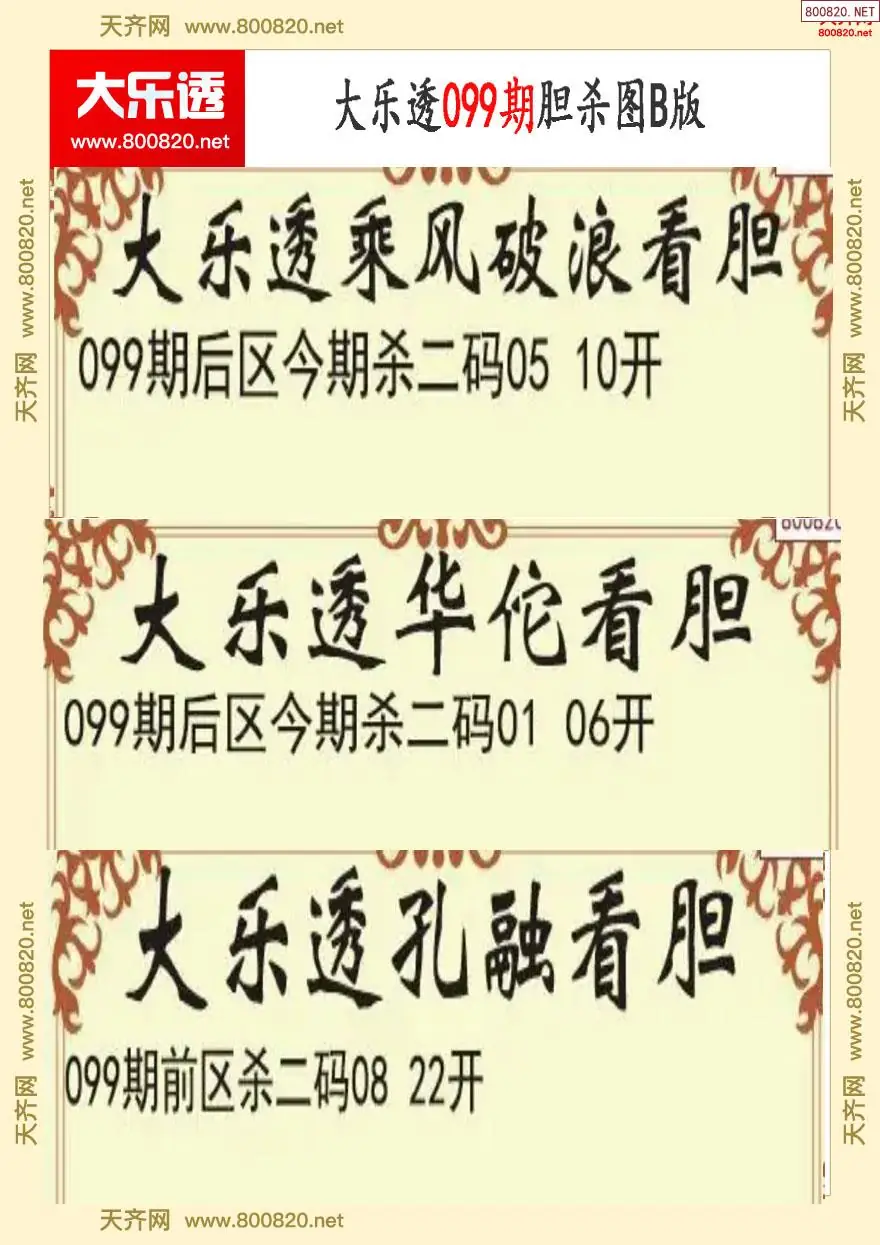 大乐透胆杀图B版