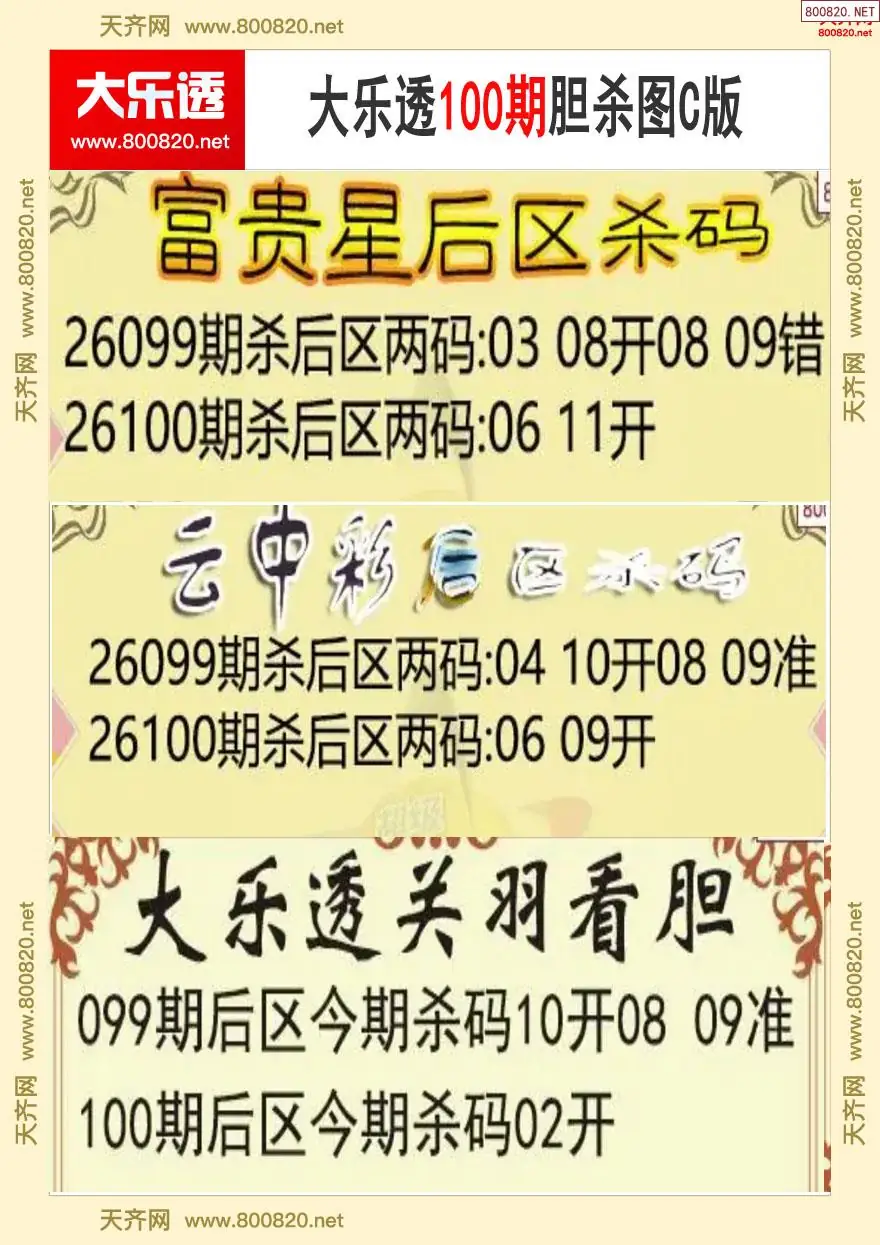 大乐透胆杀图C版