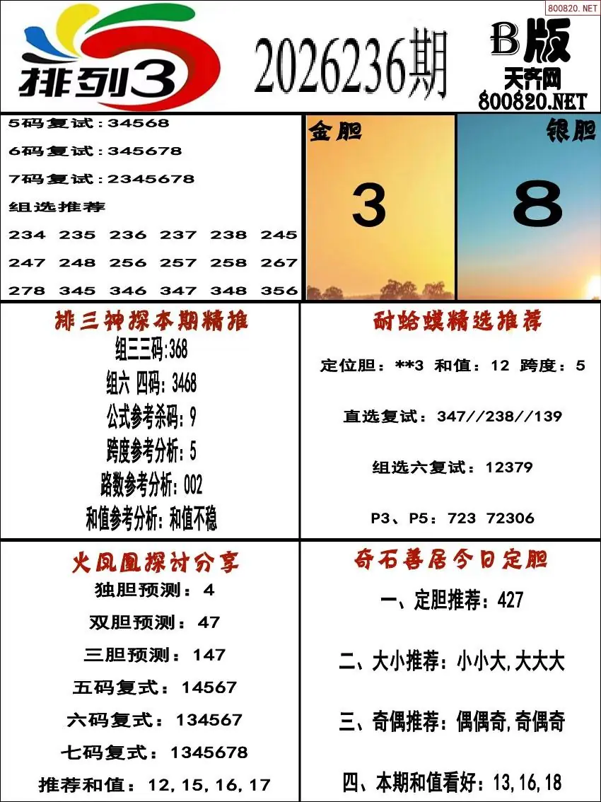 排三专家推荐B版