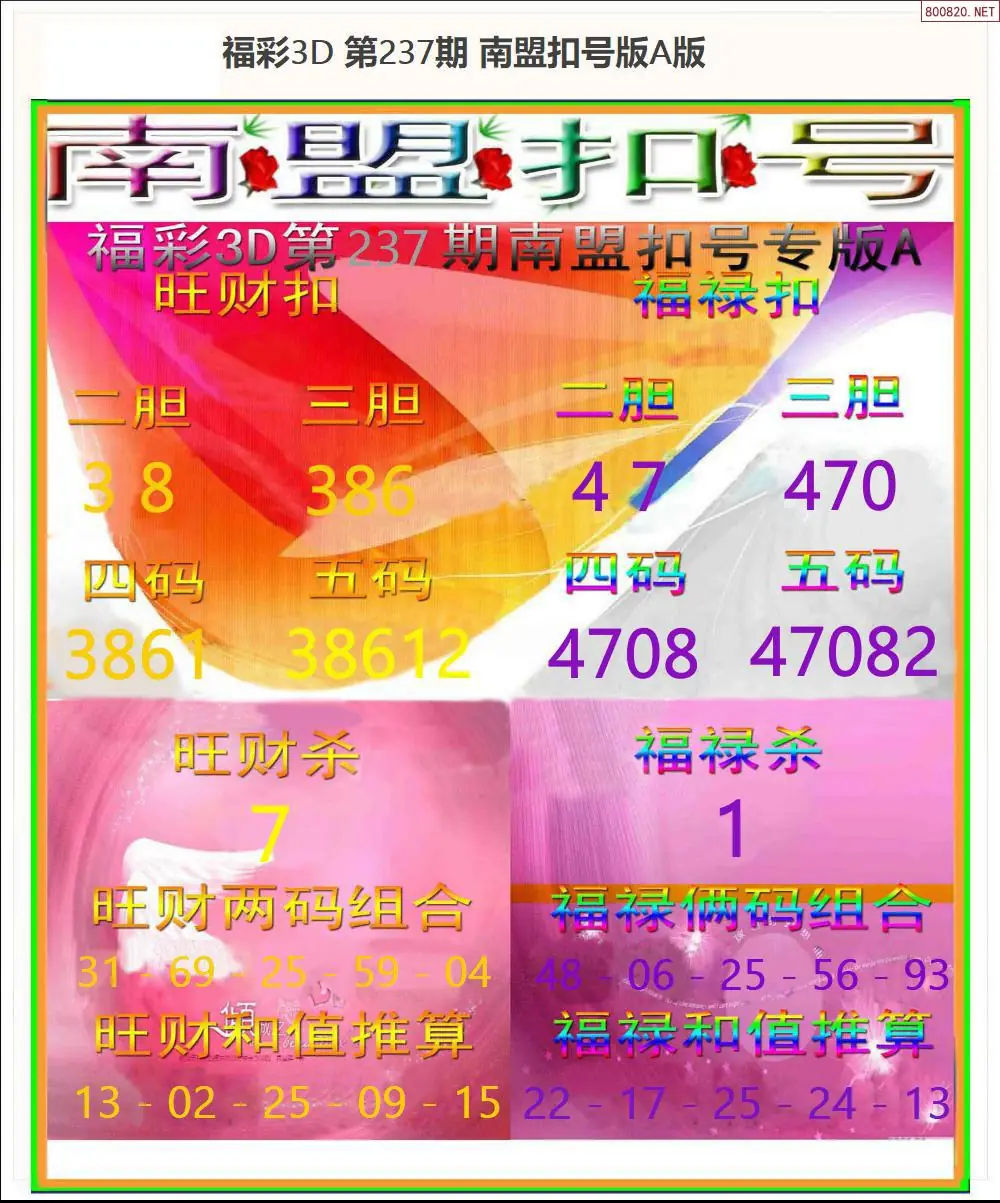 南盟扣号A版