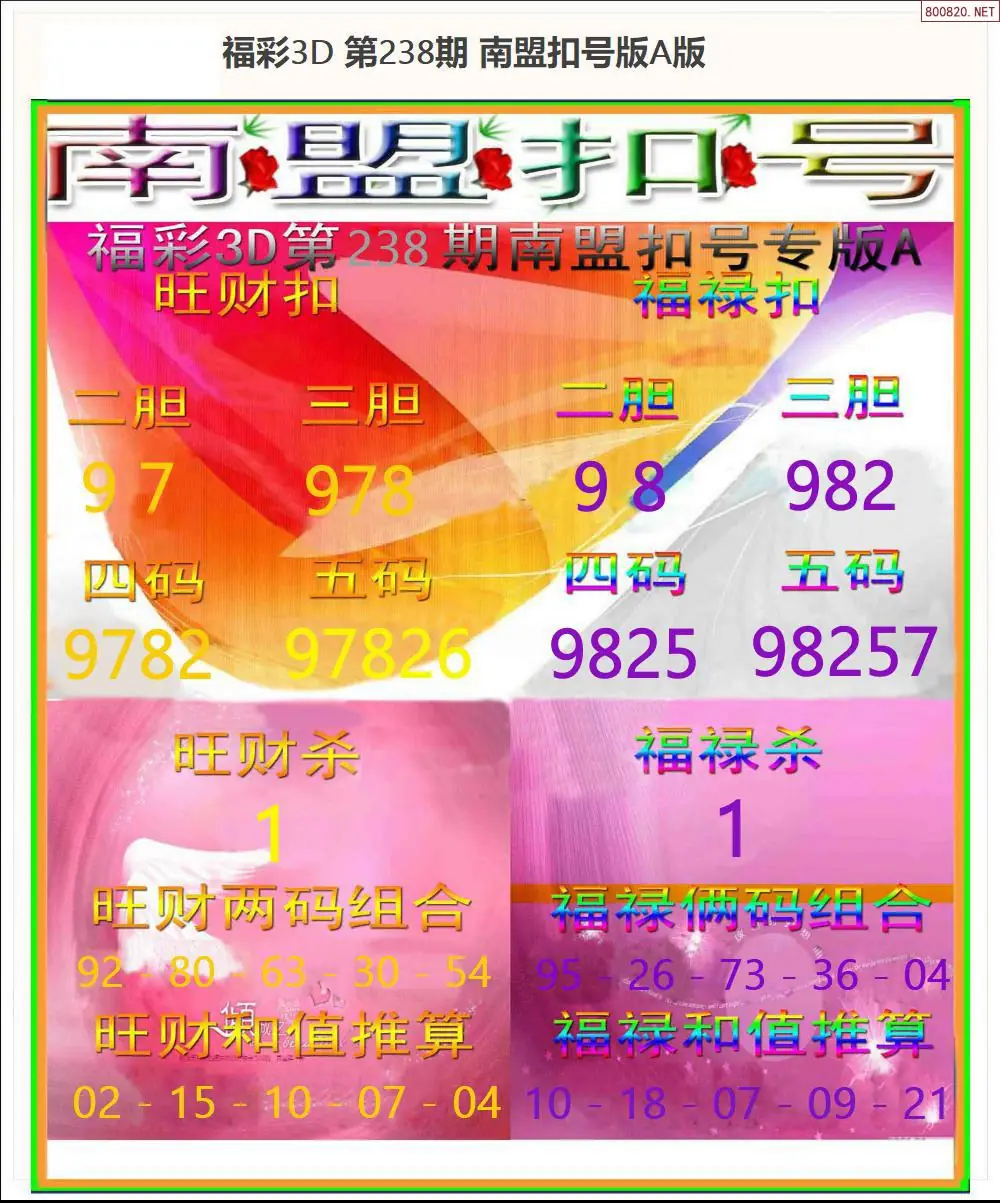 南盟扣号A版