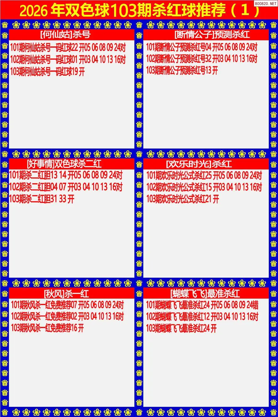双色球杀红球1版