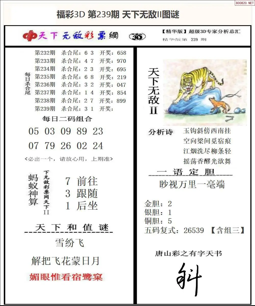 3D天下荐彩2