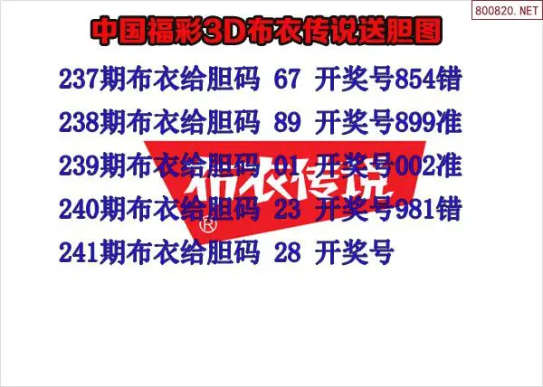 2026241期布衣传说福多多网3d原创双胆图谜