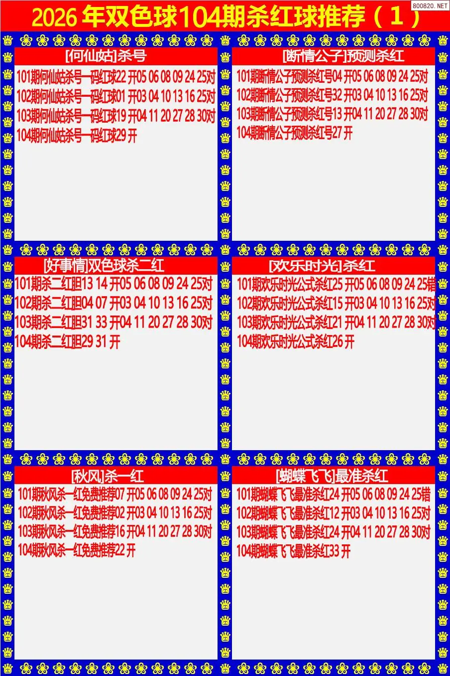 双色球杀红球1版