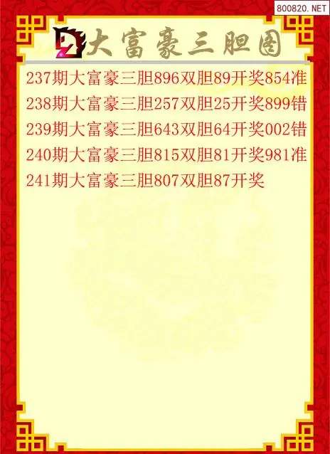 2026年福彩3d第241期大富豪三胆图谜(福多多网原创)