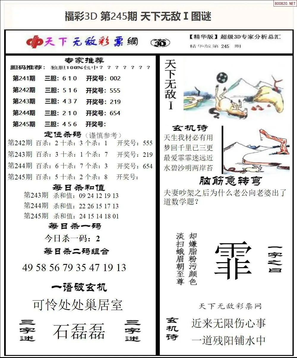3D天下荐彩1