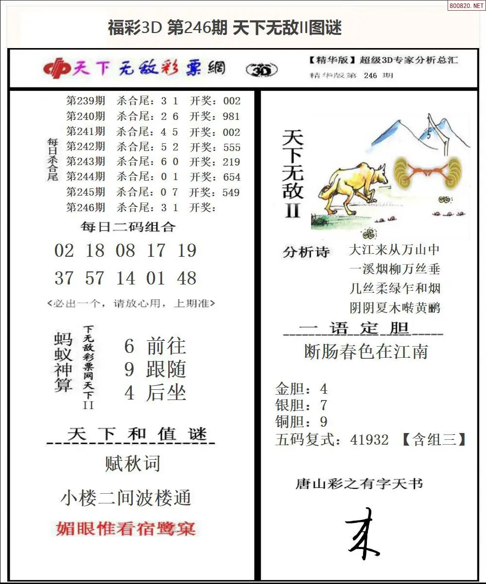 3D天下荐彩2