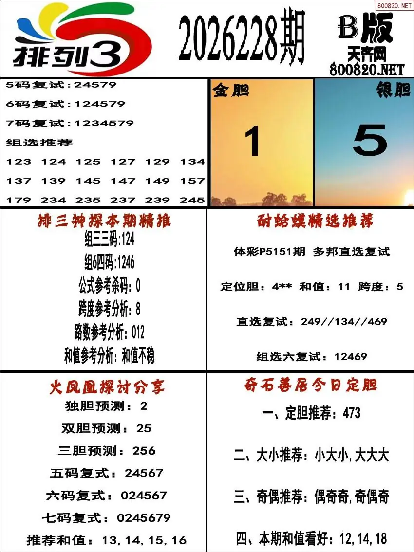 排三专家推荐B版
