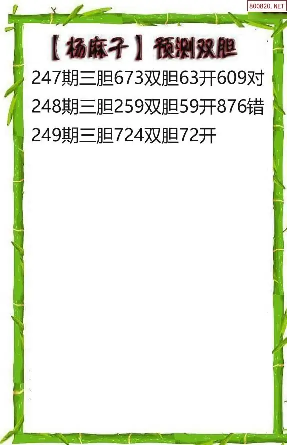 26249期杨麻子福彩3D胆码图谜