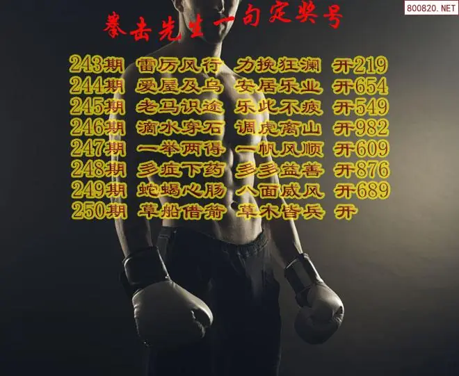 250期拳击先生一句定3D奖号