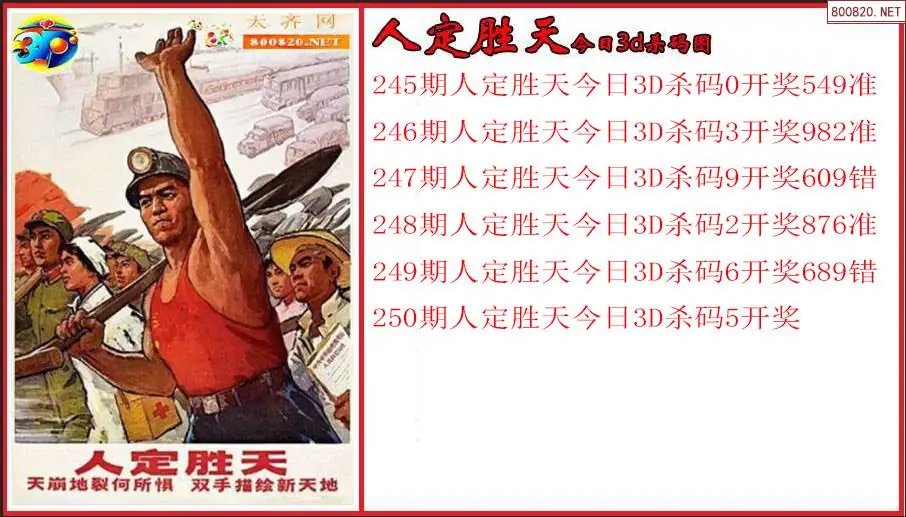 人定胜天2026250期今日3d杀码图（原创）