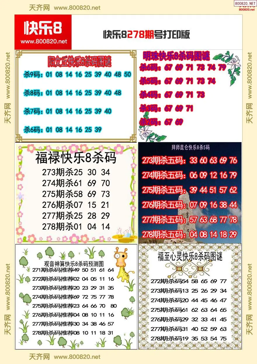 快乐8杀号打印版 | (快乐8图谜打印版)